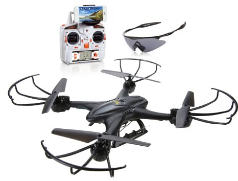 Holy Stone X400C FPV RC Quadcopter Drone with Wifi Camera Live Video One Key Return Function Headless Mode 24GHz 4 Chanel 6 Axis Gyro RTF Left and Right Hand Mode Bundle with Goggles