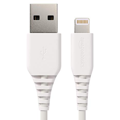 AmazonBasics Lightning to USB A Cable, MFi Certified iPhone Charger, White, 3 Foot