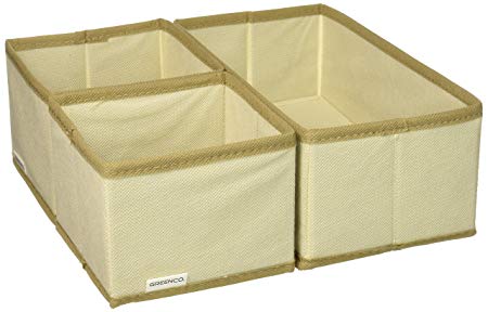 Greenco Non-Woven Foldable 3 Piece Drawer and Closet Storage Cube Set- (Beige)