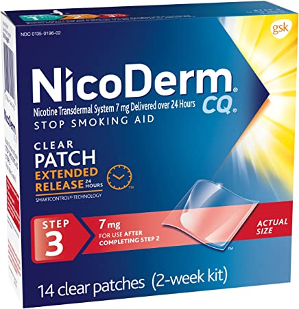 NicoDerm CQ Step 3, 7 mg, 14 Clear Patches.