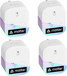 Meross Matter Smart Plug Mini with Energy Monitoring, Works with Apple HomeKit, Alexa, Google Home, SmartThings, WiFi Plug with Voice Remote Control, 13A, 4 Packs