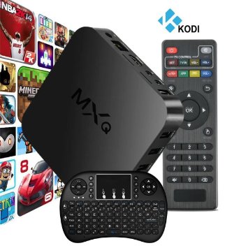 WISEWO Quad Core MXQ Smart TV Box Mini PC Streaming Media Player with XBMCKODI Fully Loaded Streamer 1GB RAM 8GB ROM Google Android 44 Kitkat Amlogic S805  Free I8 Wireless Keyboard with Touchpad