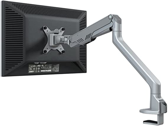 Thingy Club Gas Spring Single LCD Arm Desk VESA Bracket & Monitor Arm Stand for 10"-30" Screens: Tilt up 90° /down 45°, Swivel left/right 180°, 360° Rotation (Silver)