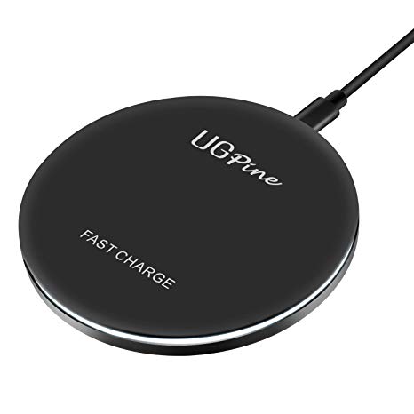 UGpine Type C Wireless Charger,Qi Wireless Charging Pad Fast Charge 7.5W Compatible Apple iPhone X/XS MAX/XR/8/8 Plus,10W Samsung Galaxy S9 Note 8 S8 S8 Plus S7 S7 Edge (No AC Adapter)