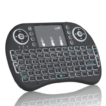LIIR Mini Portable Handheld 2.4GHz Wireless Keyboard with LED Backlit blue for Smart TV Box, Media Player