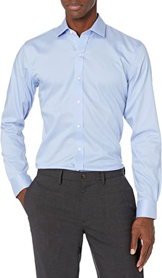 Buttoned Down Men's Slim Fit Micro Twill Dress Shirt, Supima Cotton Non-Iron, Spread-Collar