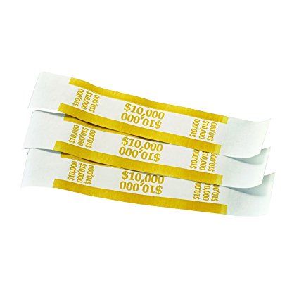 MMF Industries Currency Straps for Hundreds, 10000 Dollar Capacity, 1.25 Inch Width, 1000 Straps per Box, Mustard (216070J12)