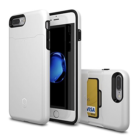 Patchworks Level Card Case White for iPhone 7 Plus - Military Grade Protection Case, Extra Protection, Impact Disperse System, Card Holder Slot Wallet