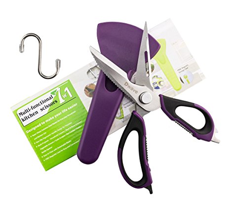 Dwave Kitchen Shears Heavy Duty Take Apart For Easy Clean Utility Scissor Stainless Steel Multi Function with Magnetic Sheath, Perfect For Chicken, Poultry, Fish, Seafood, Herbs, BBQ