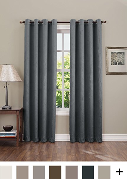 Sun Zero Leighton Crushed Energy Efficient Curtain Panel, 50" x 63", Smoke Gray