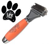SPECIAL OFFER TODAY Best Dematting Comb for Cats and Dogs on Amazon by GoPets 10030 Brush All Mats and Tangles w2 Sided Professional Grooming Rake 10030Great Tool For Deshedding and Detangling Lifetime Guarantee