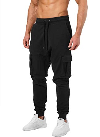 Ouber Men's CAGO Joggers Gym Pants with Zippered Pockets