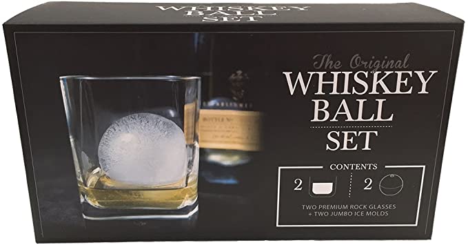 The Original Whiskey Ball DUO Gift Set (includes 2 round ice molds, 2 premium rock glasses)