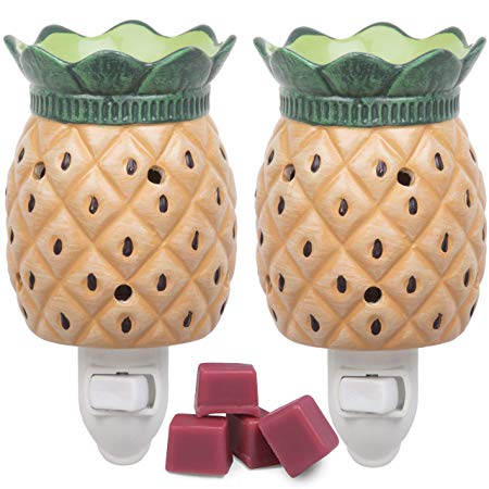 Deco Plug-in Fragrance Wax Melt Warmer, Set of 2 Includes 4 Wax Cubes - Pineapple