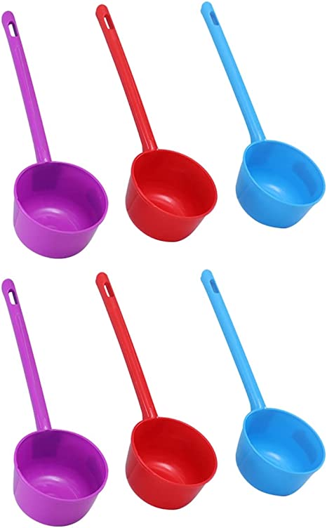 DOITOOL 3PCS Plastic Water Ladle Long Handle, Bath Water Ladle Dipper for Bathroom Hair Washing, 10 Inch Long Water Scoop Garden Watering Long Ladle Kitchen Ladle ( Random Color )