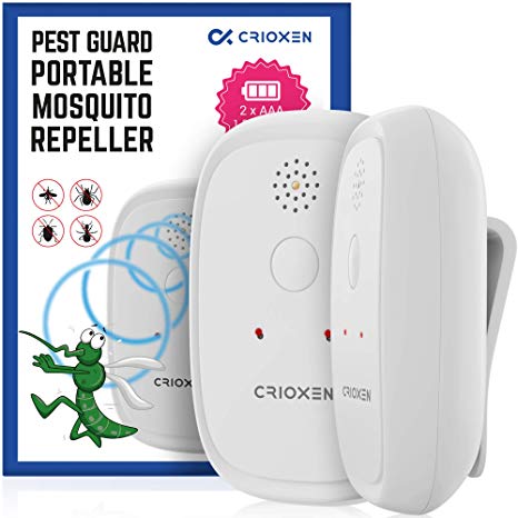 Crioxen Ultrasonic Mosquito Repellent - Odorless Non-Toxic Portable Pest Control Repeller Anti Insects, Bugs, Roaches w/Dragonfly Mode - for Indoor and Outdoor