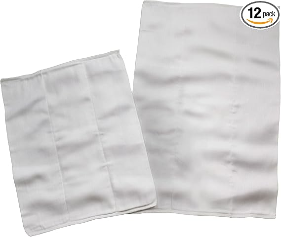 OsoCozy - Chinese Prefolds Cloth Diapers 1 Dozen - Perfect for Burp Cloths or Diapers. Soft and Absorbent for Baby Made of 100% Cotton- Fits 7-15 Lbs. - Size: Infant 2x5x2, 12x16 inches.