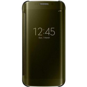 Samsung Clear View Window Flip Premium Case Cover for Samsung Galaxy S6 Edge - Gold