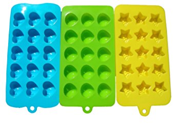 Lepilion Premium Silicone Candy Molds & Ice Cube Trays | FDA Approved Silicone BPA FREE | Chocolate, Candy, Gummy, Jelly, More | Hearts, Stars, Shells Shape