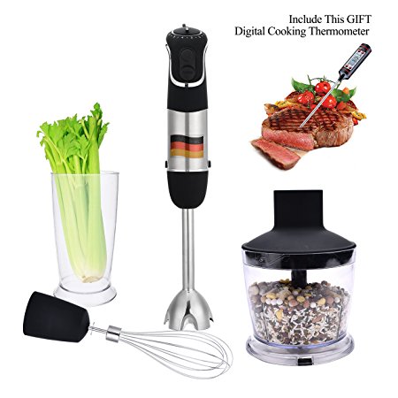 Hand Blender, Powerful 3-in-1 Immersion Blender Set with Chopper, Whisk and Beaker attachment, Food Grade and Stick Blender with 850watt. Include a Gift-Digital Food Cooking Thermometer