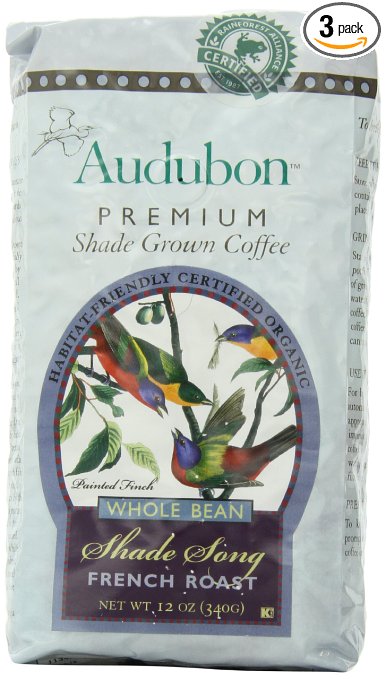 Audubon Whole Bean Coffee, Shade Song French Roast, 12 Ounce (Pack of 3)