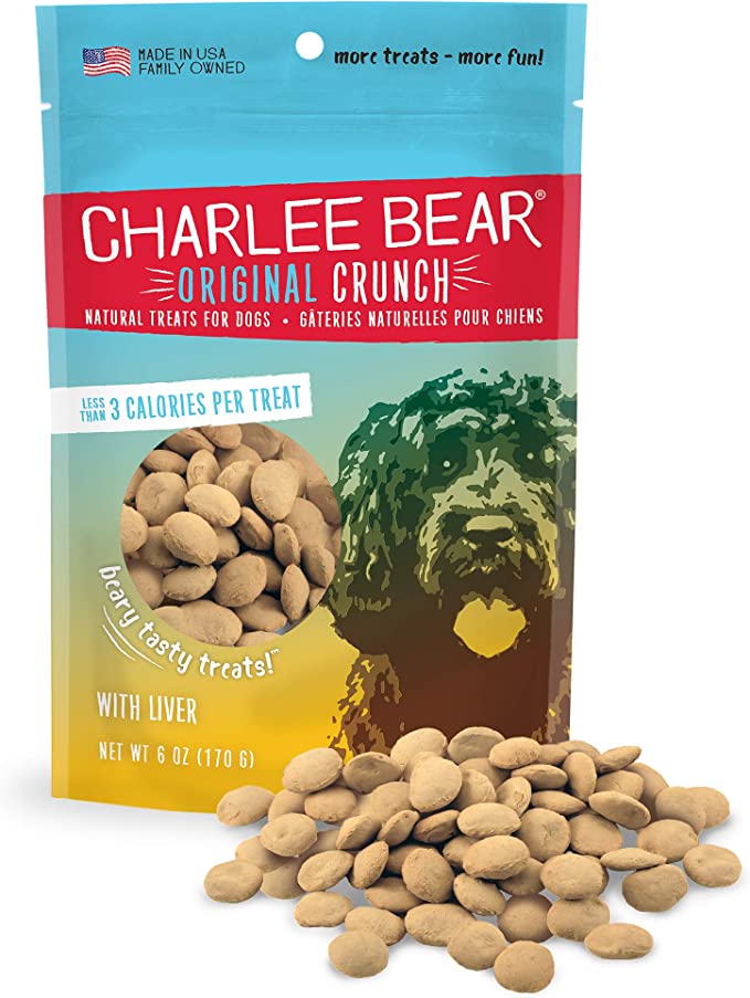 Charlee Bear Original Crunch Natural Dog Treats, Made in the USA, Low Calorie Treats for Training or Treating