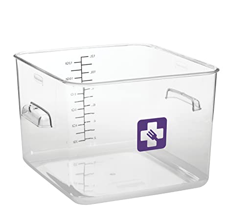 Rubbermaid Commercial Products 1980999 Square Plastic Food Storage Container, Purple Label, 12 Quart, Clear