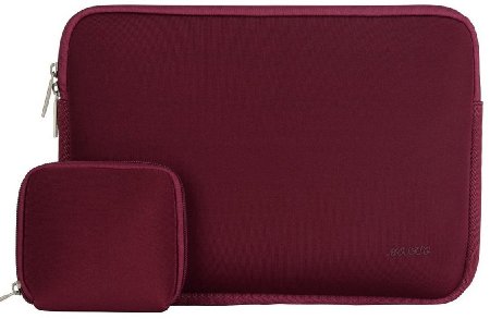 Laptop Sleeve, Mosiso Water-resistant Neoprene Case Bag Cover for The New MacBook 12" with Retina Display [2015 / 2016 Release] With bonus case for MacBook charger or Magic Mouse, Wine Red
