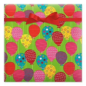 Colorful Balloons Jumbo Rolled Gift Wrap - 72 sq ft.