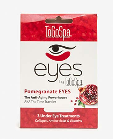Pomegranate EYES by ToGoSpa – Premium Anti-Aging Collagen Gel Pads for Puffiness, Dark Circles, and Wrinkles – Under Eye Rejuvenation for Men & Women - 1 Pack - 3 Pair