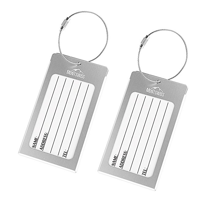 Luggage Tags 2 Pcs Set Business Card Holder Mont Swiss Travel ID Tag