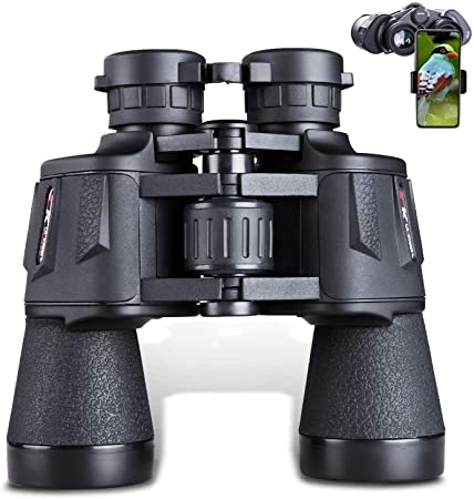 20x50 Binoculars for Adults with Smartphone Adaptor- 28mm Large Eyepiece HD Metal Frame Structure Binoculars for Bird Watching Hunting Hiking Sightseeing Travel Opera Concert Games