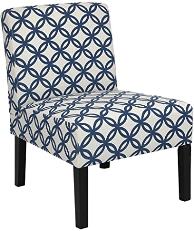 Homegear Home Furniture Accent Armless Chair - Contemporary Designs - Blue Intersecting Circles