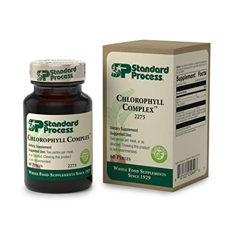 Standard Process - Chlorophyll Complex - 335 IU Beta Carotene Vitamin A Supplement, Supports Cardiovascular Health, Skin and Hair, Immune System, and Antioxidant Activity, Gluten Free - 60 Perles