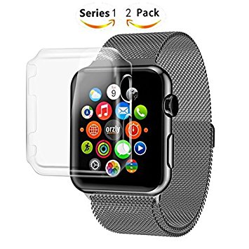 Apple watch 2 case, SINCETOP Luxury Ultra-Thin Design Apple Watch Series 1 42mm Case, 2PCS Clear Crystal Hard Plastic Case Transparent Screen Protector PC Cover for iphone Apple Watch