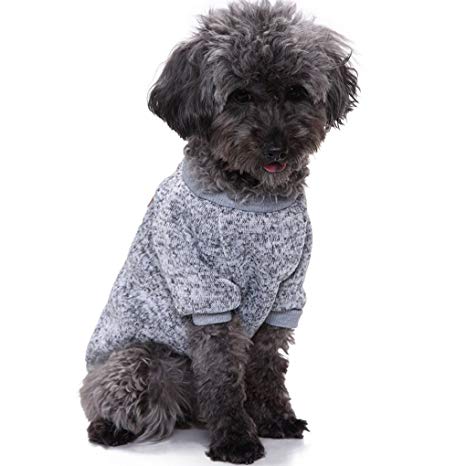 Pet Dog Classic Knitwear Sweater Warm Winter Puppy Pet Coat Soft Sweater Clothing For Small Dogs (M, Grey)
