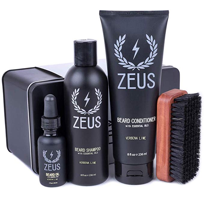 ZEUS Deluxe Beard Grooming Kit for Men, Verbena Lime