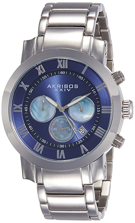 Akribos XXIV Men's AK622BU Grandiose Chronograph Quartz Stainless Steel Bracelet Watch