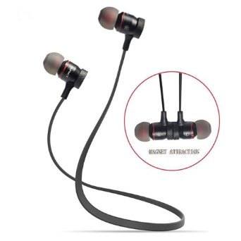 Bluetooth Headset Lightweight Sweatproof V40 Wireless Bluetooth Earphones Magnet Attraction In-Ear Noise Cancelling Headphones Earbuds With Microphone and Stereo for Running Sports Black