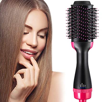 Hair Dryer and Styler Volumizer for Mother's Day Hair Straightener Brush Large Hot Air Hair Brush for All Hairstyle(1000W 110V)(Black Pink 2)