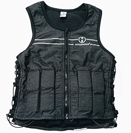 Hyperwear Hyper Vest FIT Adjustable Weighted Vest Women 5 lb or 8 lbs Running Walking Workouts Metallic Black Reflective Thin 1/2 lb Weights Designed Comfortable Female Fit