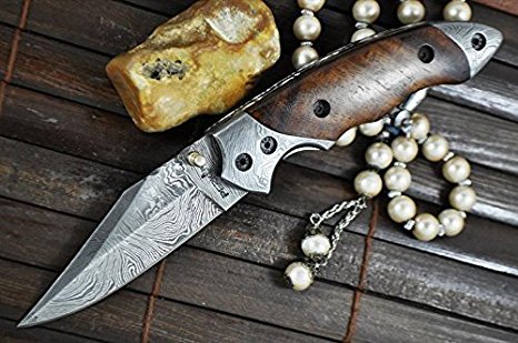 Outstanding Value - Custom Handmade Damascus Folding Knife - Beautiful Pocket Knife