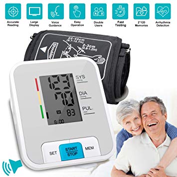 Blood Pressure Monitor Upper Arm, Automatic Digital BP Monitor with Wide Cuff, Large Screen, 240 Reading Memory, Talking Function, Blood Pressure Machine Pulse Rate Monitor for 2 User Adult Home Use