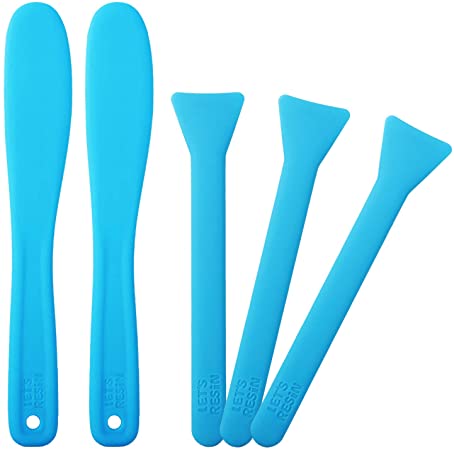 LET'S RESIN 5PCS Silicone Stir Sticks for Resin, with 2PCS Big Sticks, 3PCS Silicone Brushes for Mixing Resin, Epoxy, Liquid, Paint