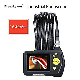 Blueskysea Endoscope 2.7" LCD Color Screen Waterproof Inspection Camera Handheld Borescope Snake Camera with 16.4ft/5m Tube Semi Rigid DVR Video Recording 360 Degree Rotation