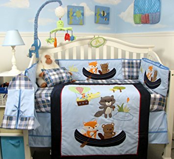 SoHo Let's Go Fishing Baby Crib Nursery Bedding Set 11 pcs included Diaper Bag with Changing Pad & Bottle Case
