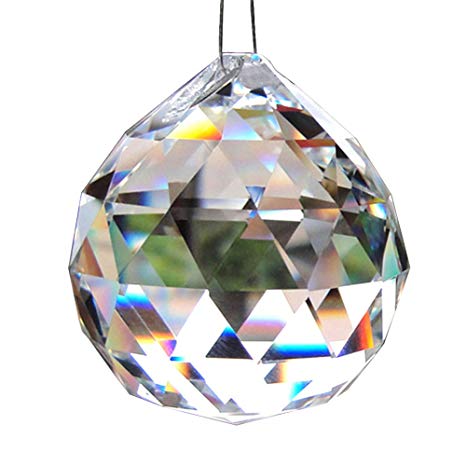 Oun Nana Clear 50mm Glass Crystal Ball Prism Pendant Faceted Chandelier Crystal Parts Hanging Pendant Lighting Ball Suncatcher Wedding Home Décor