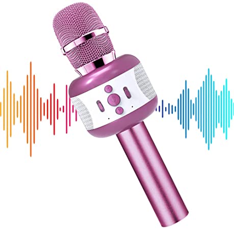 LEERON Upgraded Karaoke Bluetooth Microphone, Kids Microphone Adults Wireless Microphone Speaker, Portable Rechargeable Bluetooth Mic for Partys, Home KTV, Outdoor Activities