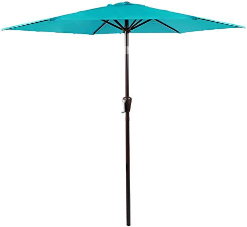 Patio Umbrella Market Umbrella with Push Button Tilt/Crank 7.5' (Blue)