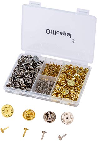 Officepal Butterfly Clutch Pin Backs & Tie Tacks – 70 Silver & 70 Gold Blank Metal Replacement Lapel Fastener Clasps with Pins – 280pc Lot DIY Accessories Set